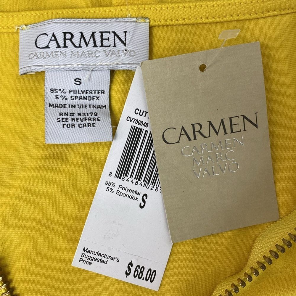 Carmen Marc Valvo Yellow Sleeveless Zip Neck Blouse Top NEW S - Picture 4 of 5